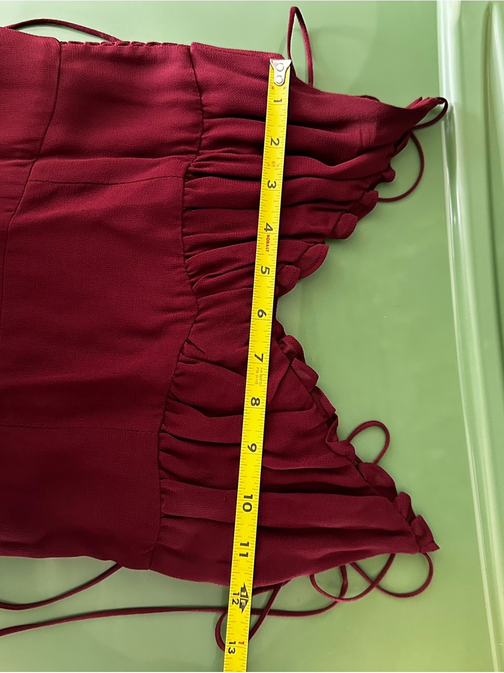 Reformation Burgundy Maroon Strappy Slip Ruffle Maxi Dress size 0 - Picture 15 of 15